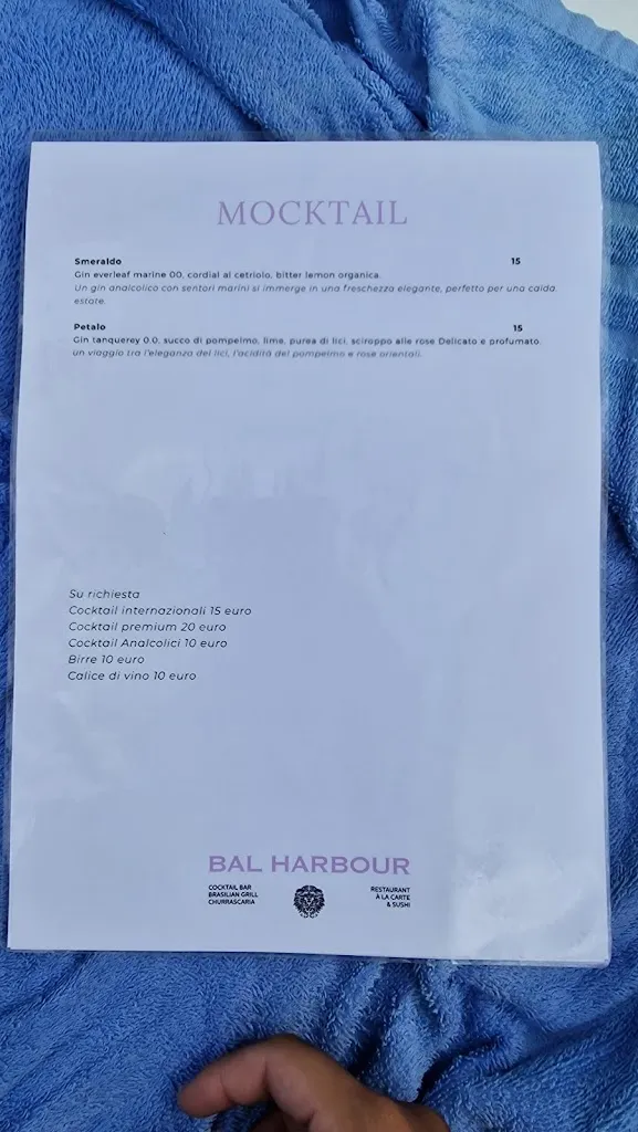 Menu_Bal Harbour Restaurant Entertainment_San Teodoro_image_2