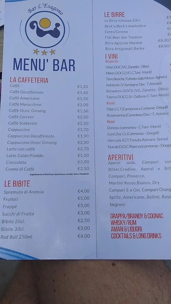 Menu_Bar Ristorante L'Esagono_San Teodoro_image_1