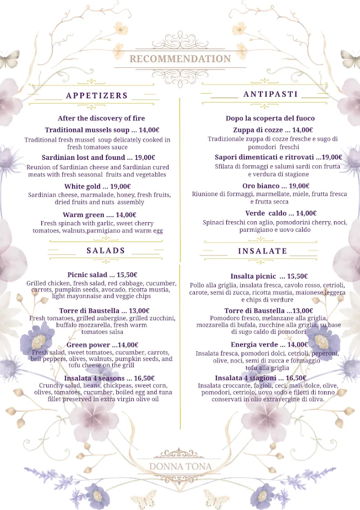 Menu_Donna Tona Ristorante Belle Époque Pula_Sarroch_image_1