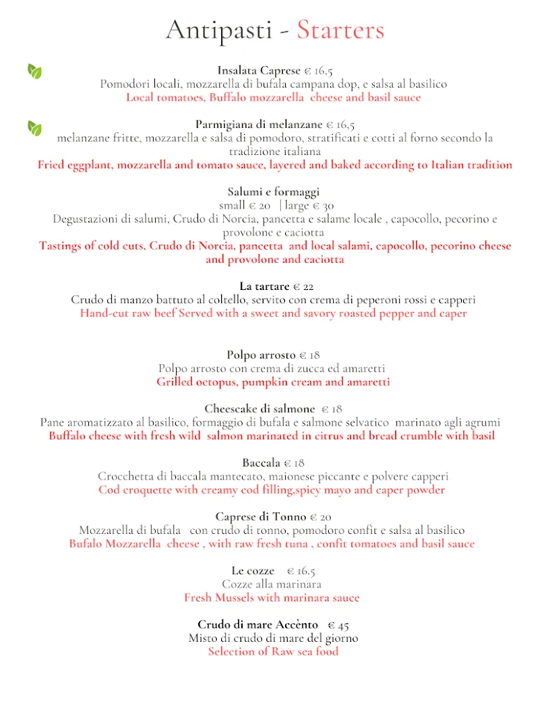 Menu_Accènto Restaurant Sorrento_Serrenti_image_1