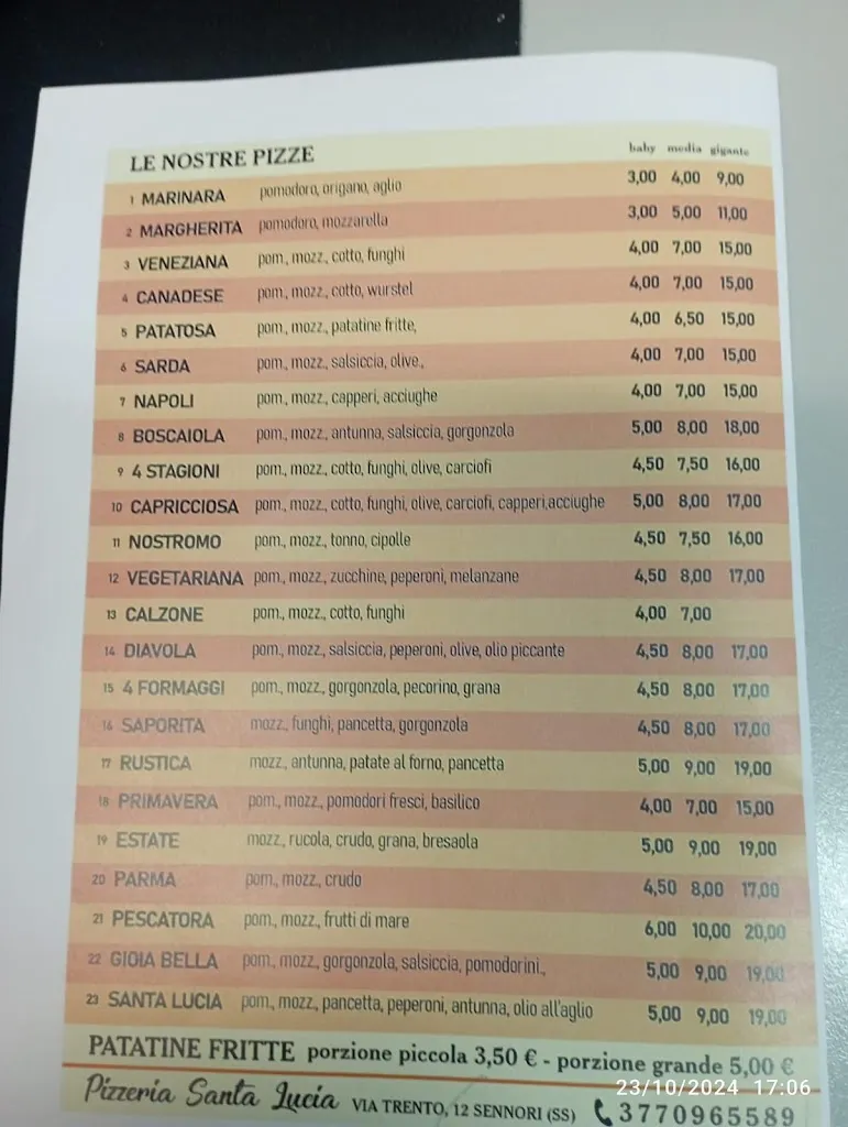 Menu_Pizzeria Santa Lucia di Giuseppe Urgeghe_Sennori_image_2
