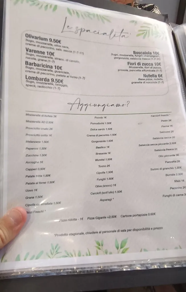 Menu_Olivarium - Bar, Pizzeria, Ristorante_Sestu_immagine_2