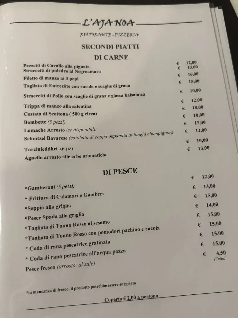 Menü_L’Aja Noa Guagnano Ristorante Pizzeria_Guagnano_Bild_2