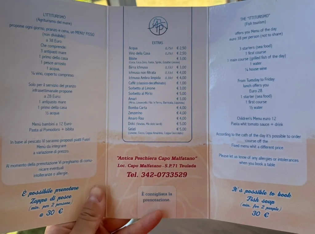 Menu_ittiturismo l'antica peschiera_Teulada_image_1