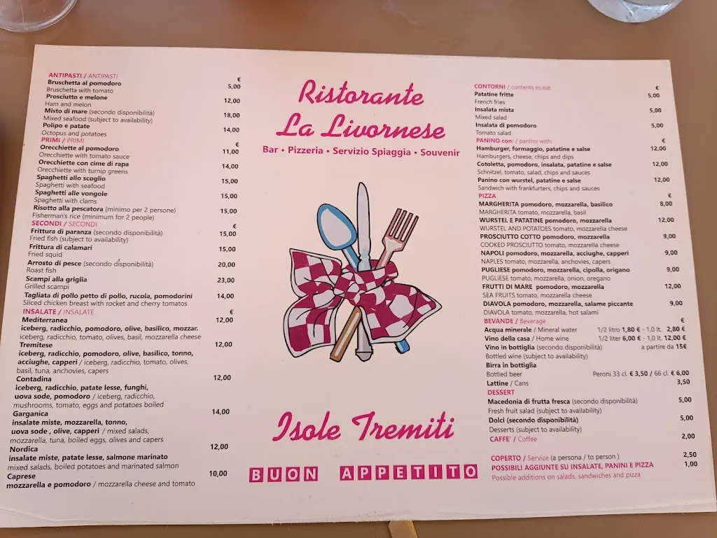 Menu_Ristorante La Livornese Di Giuseppe Calabrese_Isole Tremiti_image_1