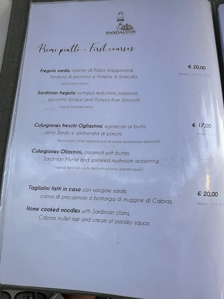 Menu_Sandalyon Villasimius Restaurant_Villasimius_image_4