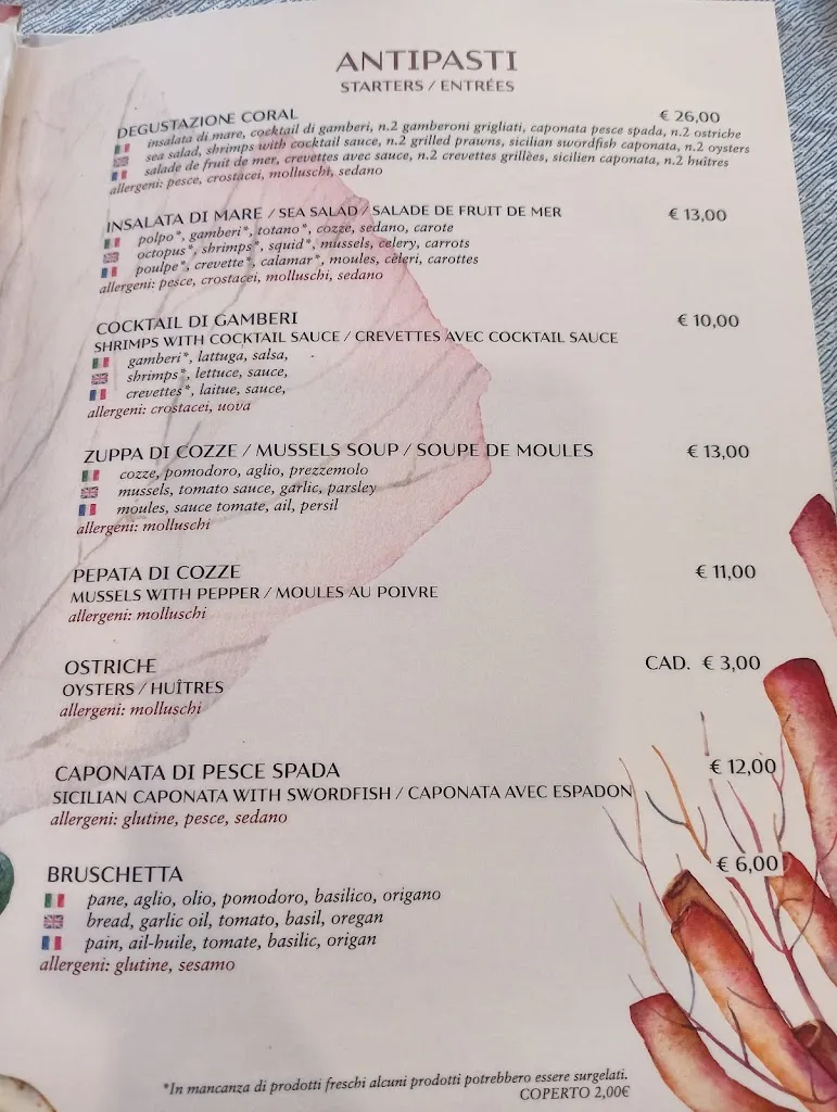 Menu_Coral Reef Ristorantino_Agliandroni-Paternella_image_2