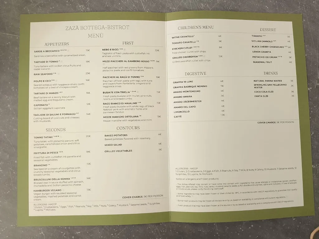 Menu_ZAZÀ Bottega Bistrot_Agrigento_immagine_1