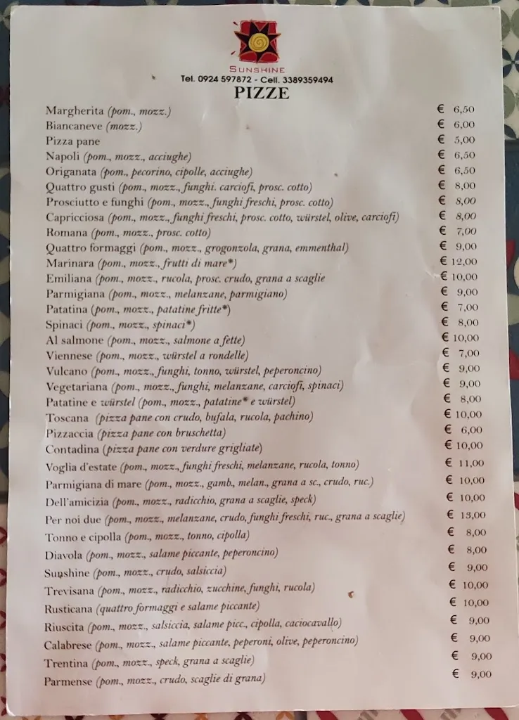 Menu_Sunshine Ristorante pizzeria_Alcamo_image_2