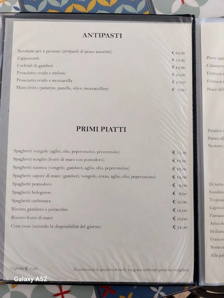 Menu_Sunshine Ristorante pizzeria_Alcamo_image_4