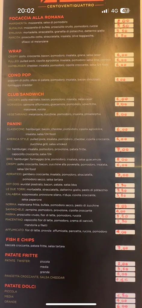 Menu_124 Food_Gioia del Colle_image_2