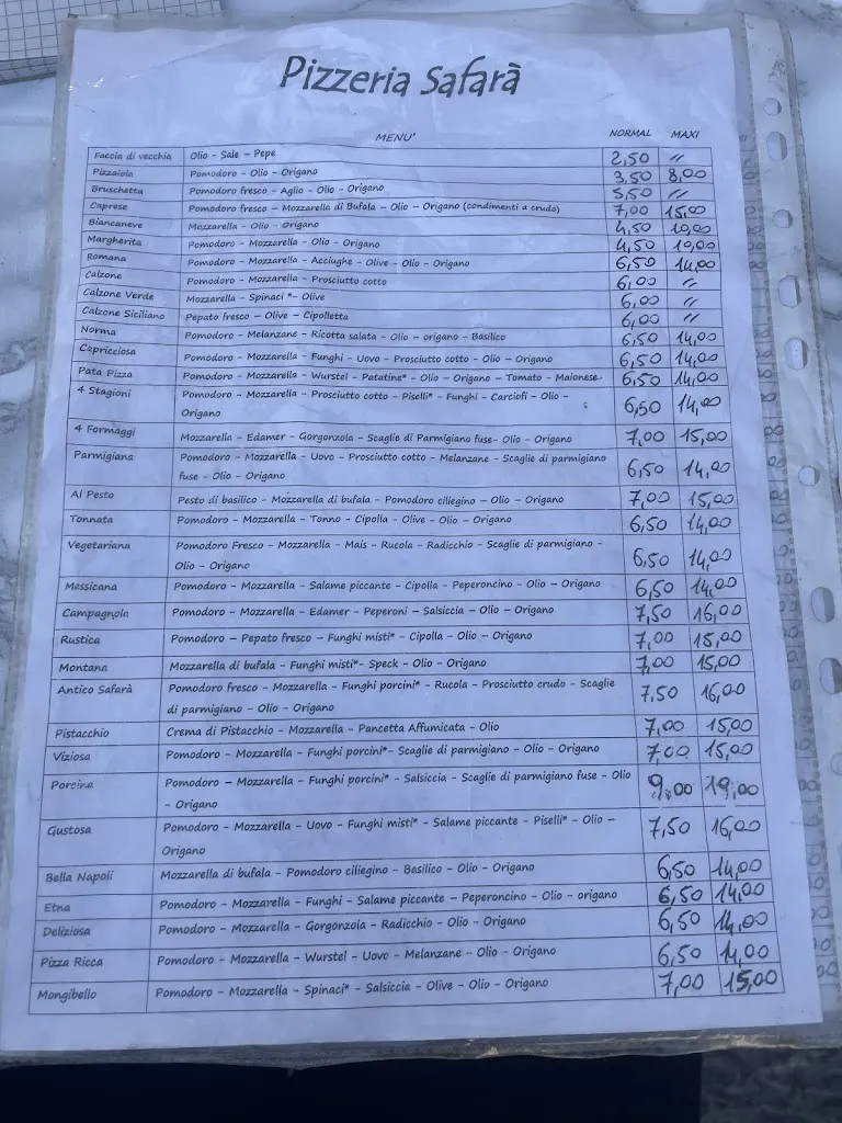 Menu_Pizzeria Safara’_Belpasso_image_1