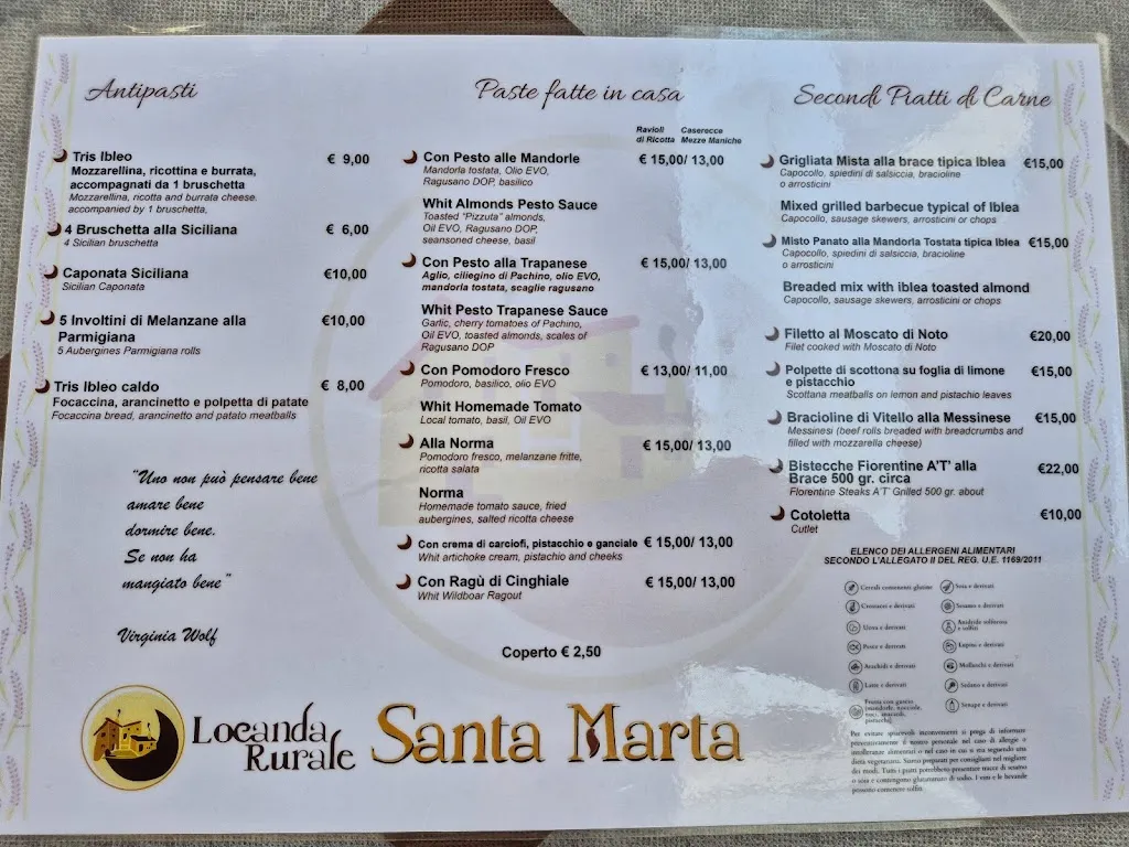 Menu_Ristorante @ Locanda Santa Marta Mallia_Avola_image_1