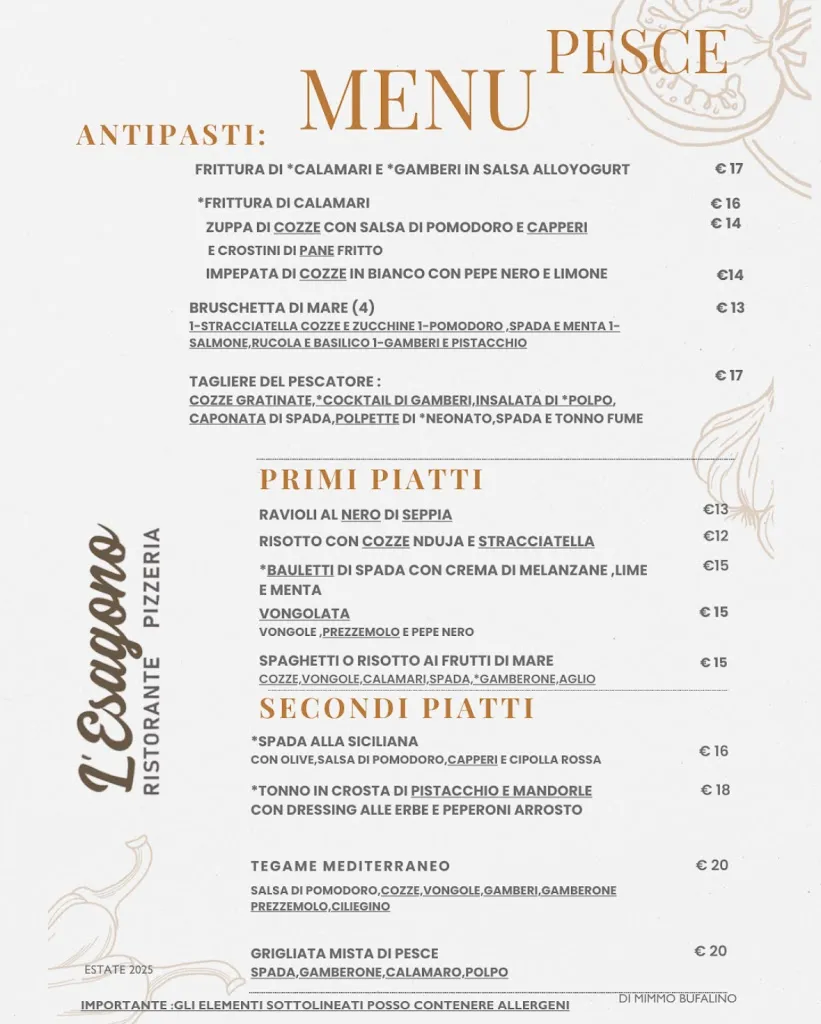 Menu_L' ESAGONO RISTORANTE PIZZERIA_Avola_image_1