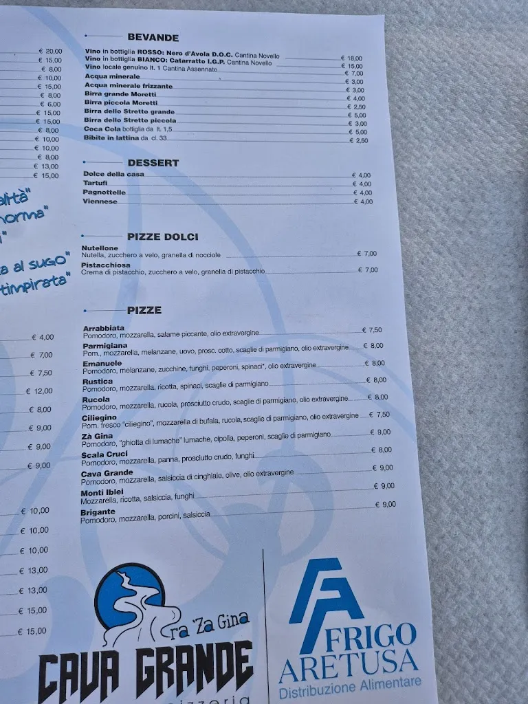 Menu_Bar trattoria Pizzeria Cava Grande Ra Zia Gina_Avola_image_4