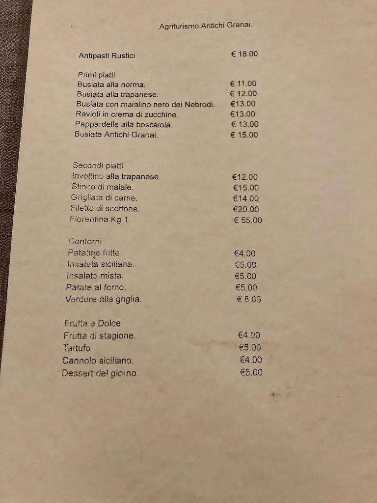 Menu_Ristorante @ Agriturismo Antichi Granai_Calatafimi_image_1