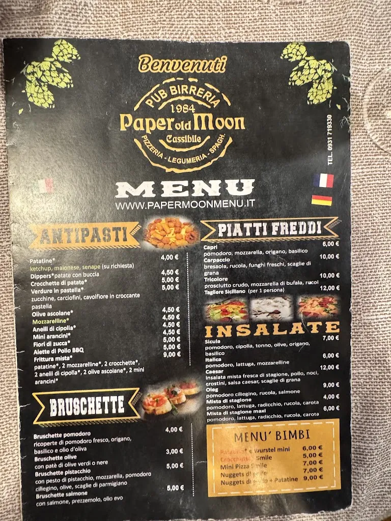 Menu_Pizzeria *Paper old Moon* since 1984_Cassibile_image_1