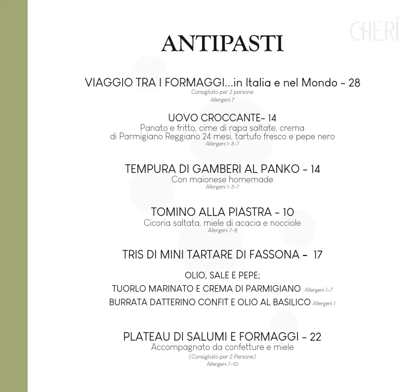 Menu_Chèri - Ristorante - Bistrot - Champagne bar - Cocktail bar - Aperitivo - Capo d'Orlando_Capo d'Orlando_image_1