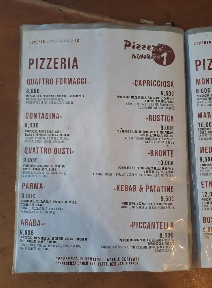 Menu_Pizzeria Number One_Castelluzzo_image_1