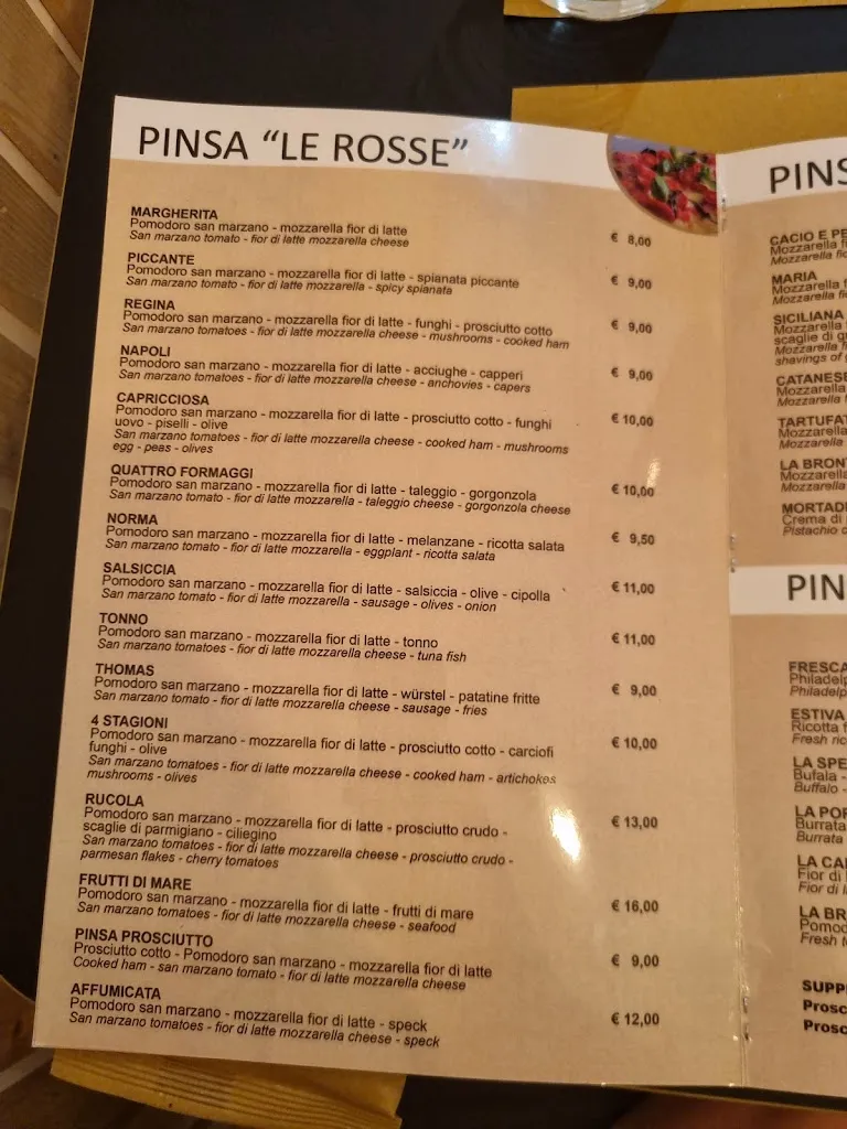 Menu_Che bella pinsa