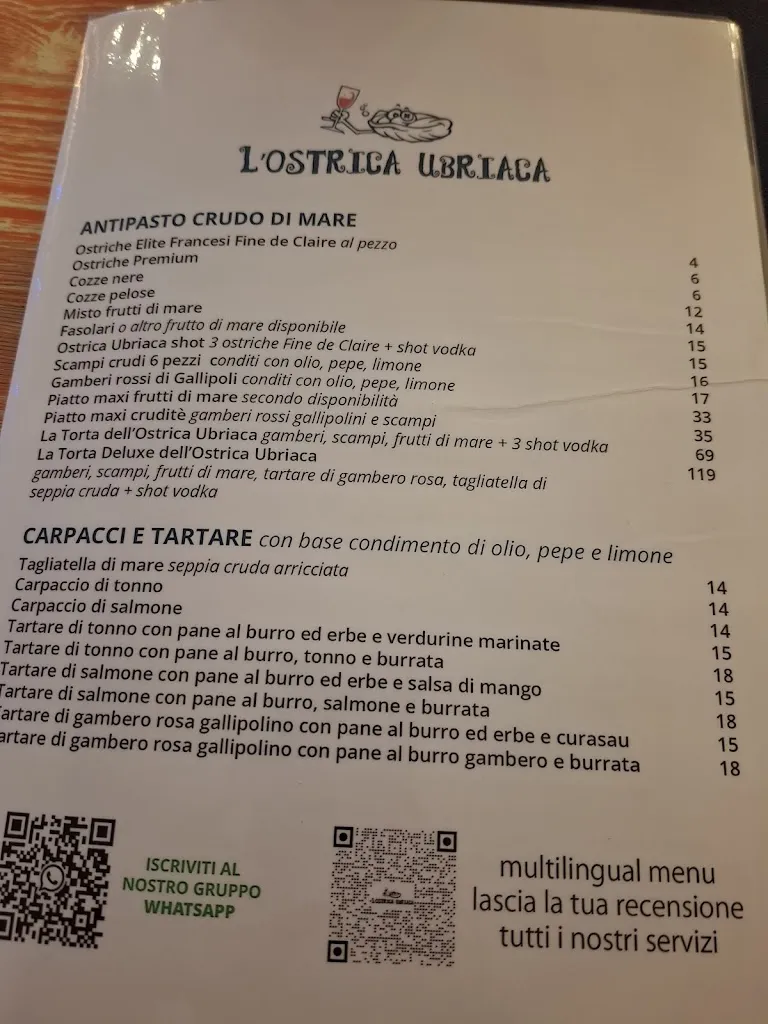 Menu_L'OSTRICA UBRIACA di via Taranto_Lecce_image_1
