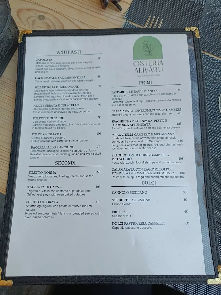 Menu_Osteria Alivàru da Carlo Napoli_Ciaculli_immagine_2