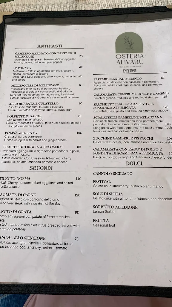 Menu_Osteria Alivàru da Carlo Napoli_Ciaculli_immagine_4