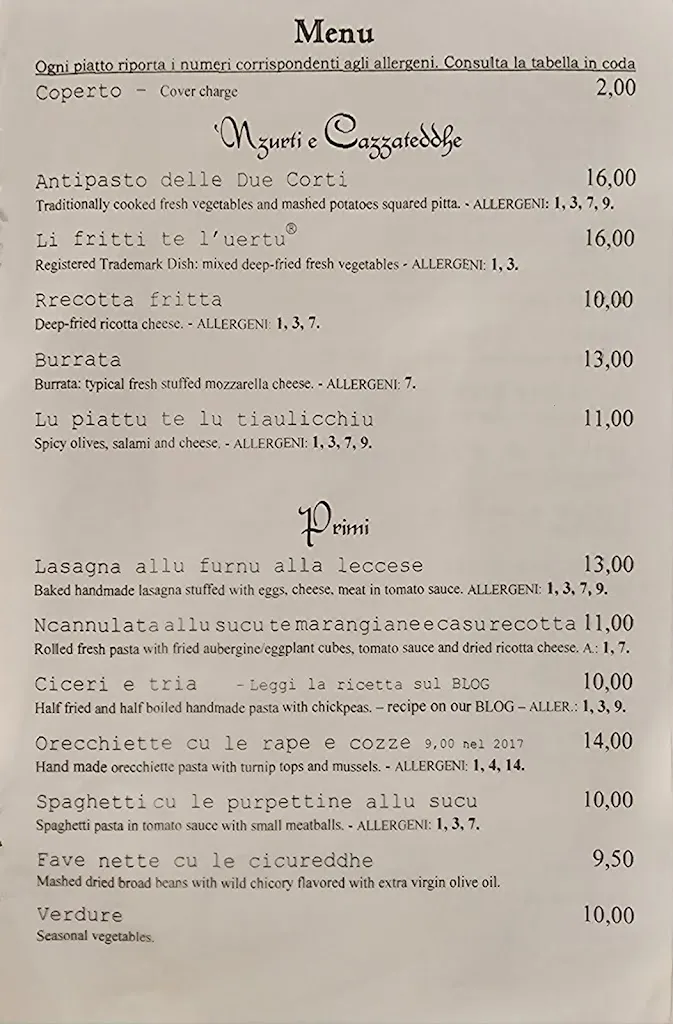 Menu_Alle due Corti Puglia Heritage Restaurant_Lecce_immagine_2