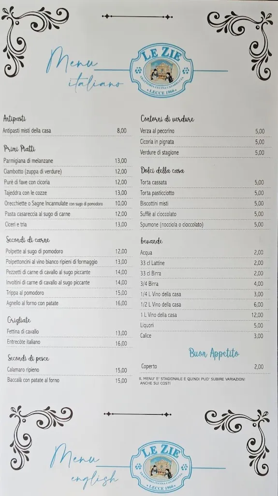 Menu_Le Zie Trattoria Casereccia_Lecce_image_3