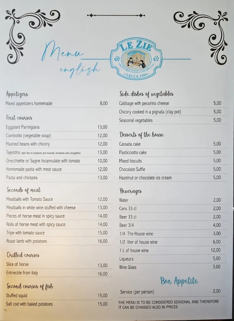 Menu_Le Zie Trattoria Casereccia_Lecce_image_4