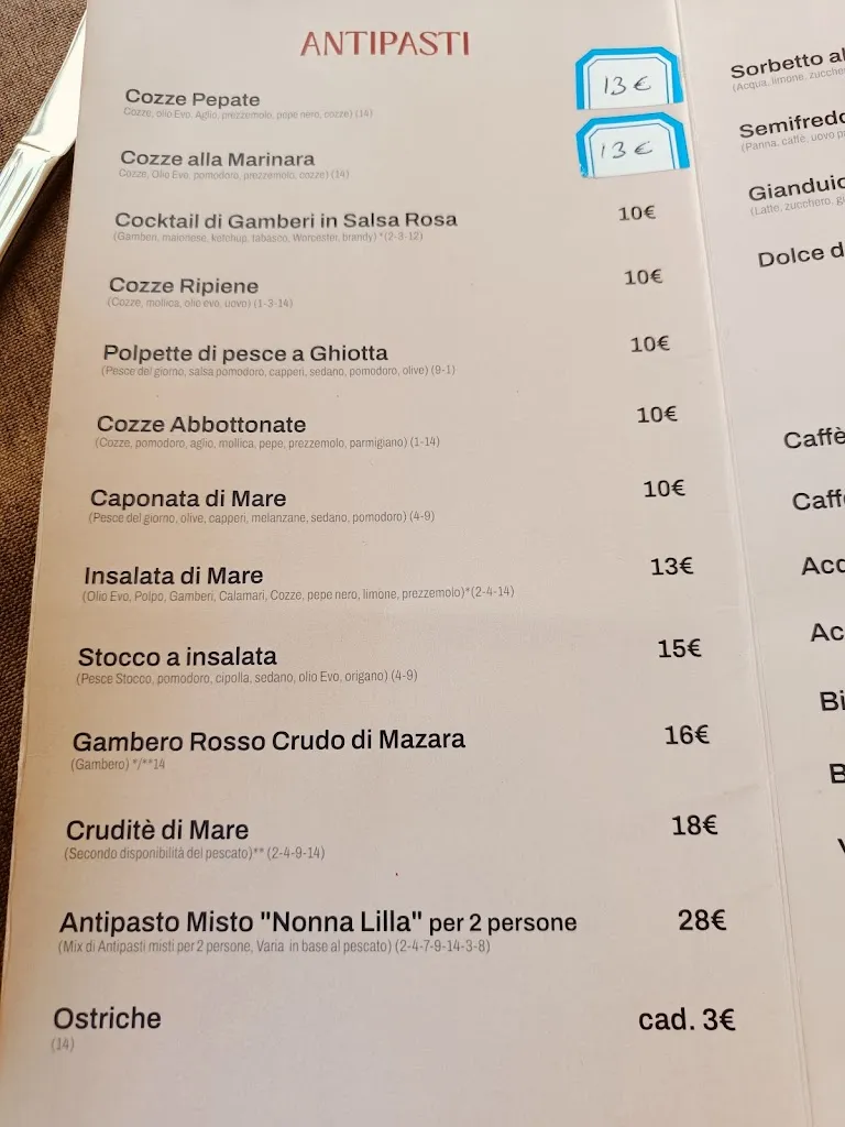 Menu_Nonna Lilla - Trattoria Marinara_Faro Superiore_image_1
