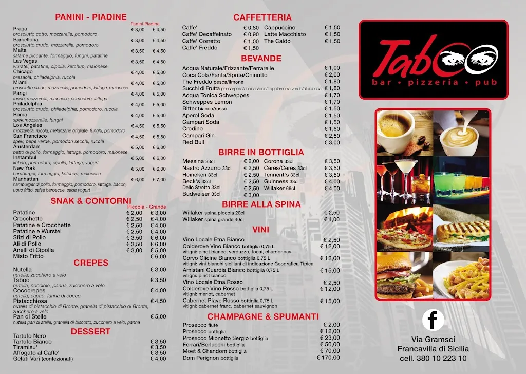Menu_Taboo Bar - Pizzeria - Pub_Francavilla di Sicilia_image_2