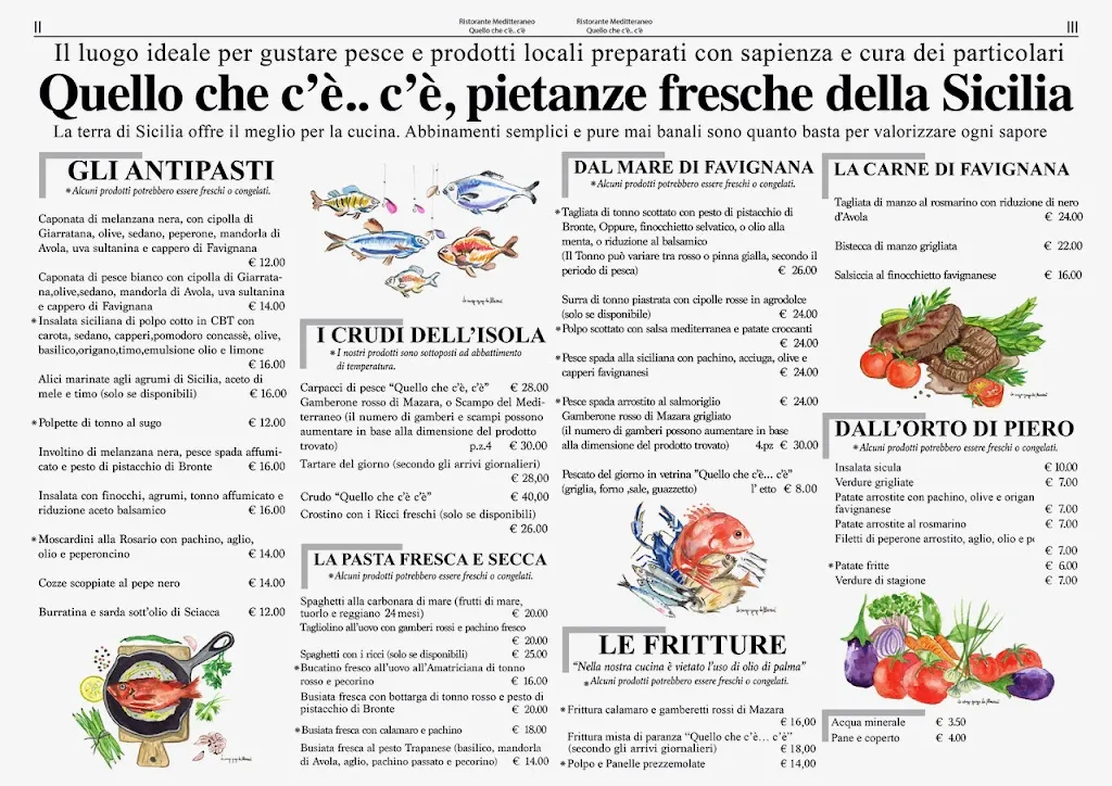 Menu_Quello Che C’è C’è... Ristorantemediterraneo sull’isola dal 2004_Favignana_image_1