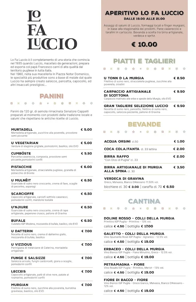 Menu_Lo Fa Luccio_Gravina in Puglia_image_1
