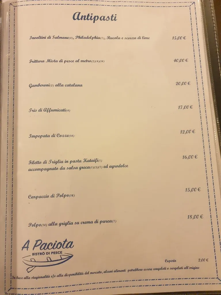 Menu_A Paciota Bistrò Di Pesce_Guidomandri Marina_image_4
