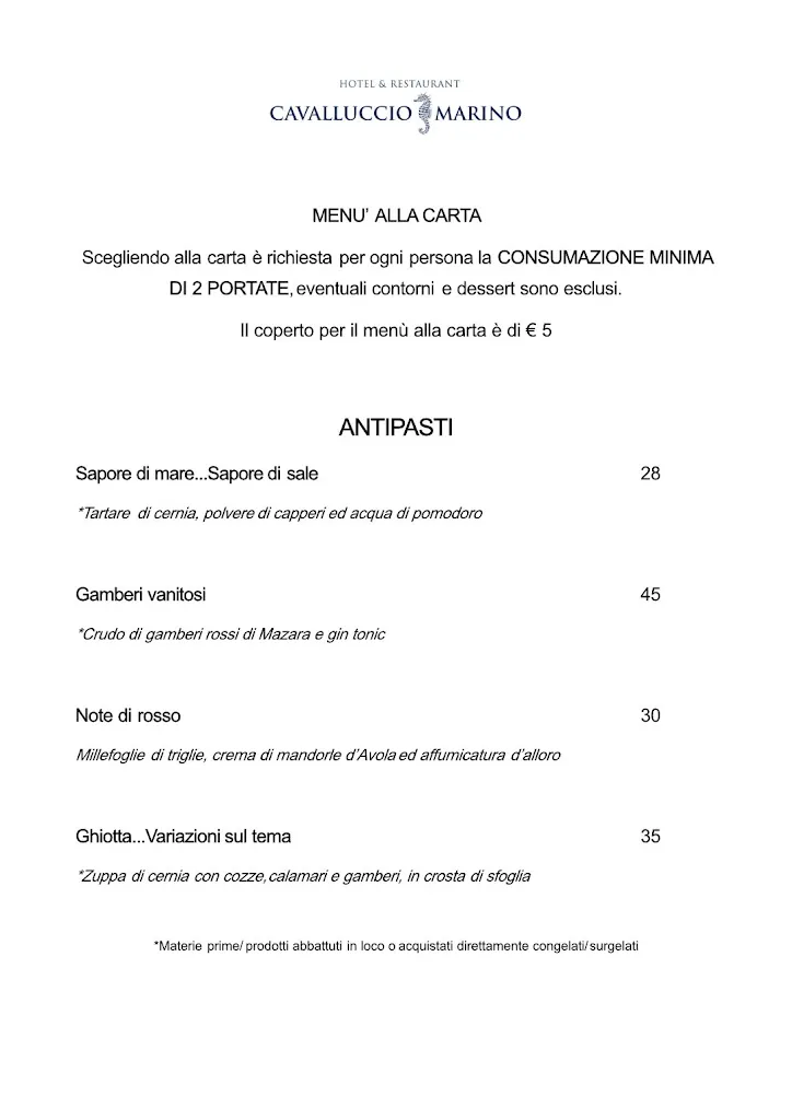 Menu_Cavalluccio Marino Lampedusa - Hotel e Ristorante_Lampedusa_image_1