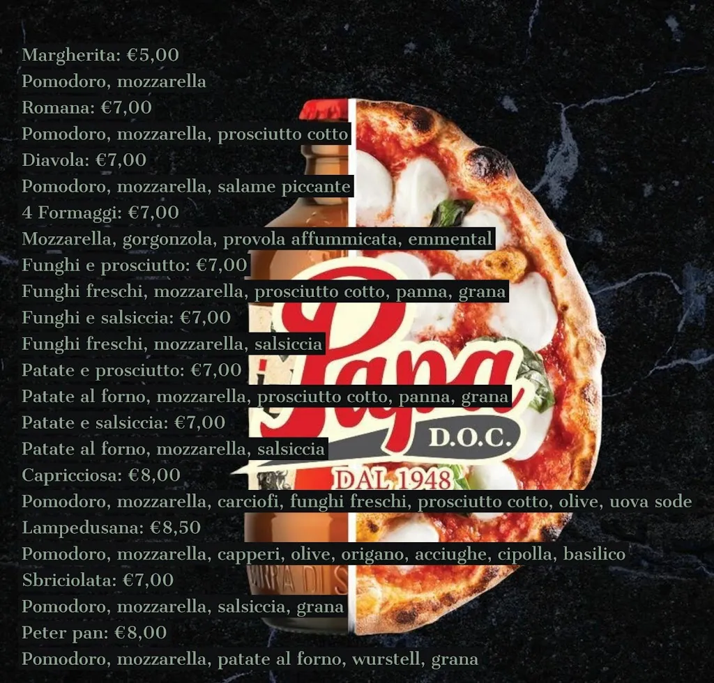 Menu_Pizzeria a taglio papa doc_Lampedusa_immagine_1