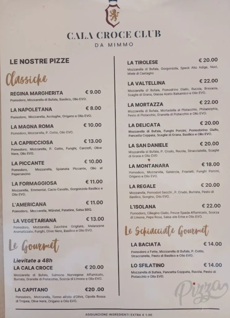 Menu_Pizzeria Cala Croce Club da Mimmo_Lampedusa_image_1