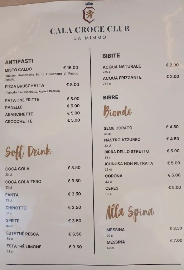 Menu_Pizzeria Cala Croce Club da Mimmo_Lampedusa_image_2