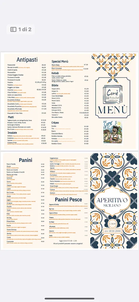 Menu_Comè Sicilian food_Lampedusa_image_1