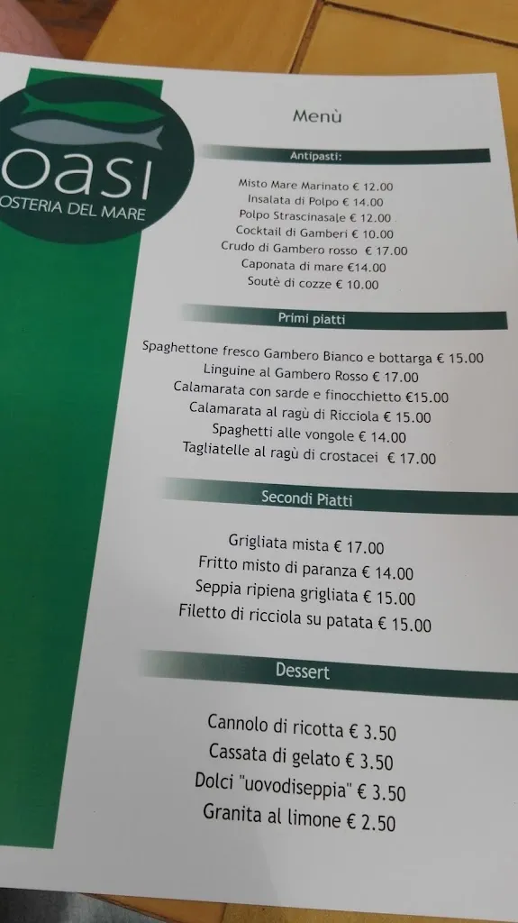 Menu_OASI BEACH OSTERIA DEL MARE_Licata_image_4