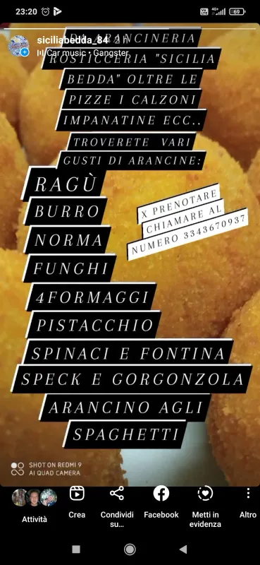 Menu_Sicilia Bedda Rosticceria Tavola Calda Arancineria_Mazzarino_immagine_1
