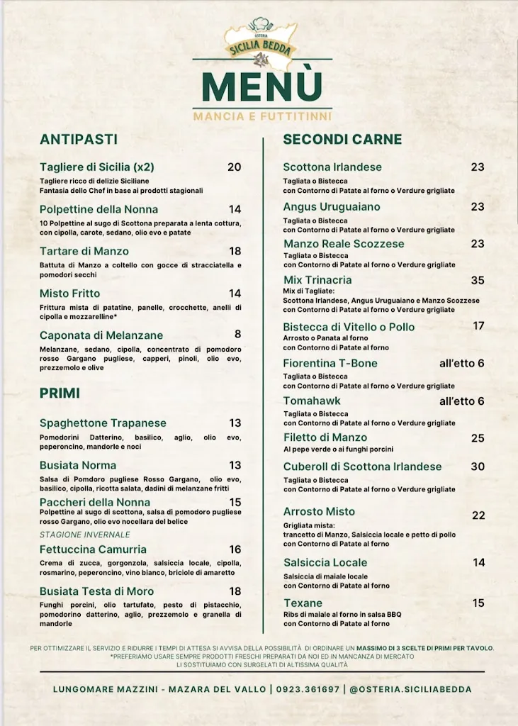 Menu_Osteria Sicilia Bedda_Mazara II_image_1