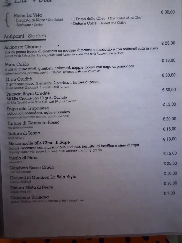 Menu_La Vela · Ristorante e Pizza Gourmet_Mazara II_image_2