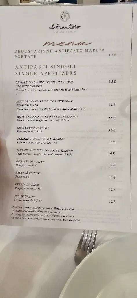 Menu_Il Frantoio trattoria moderna_Leporano Marina_image_1