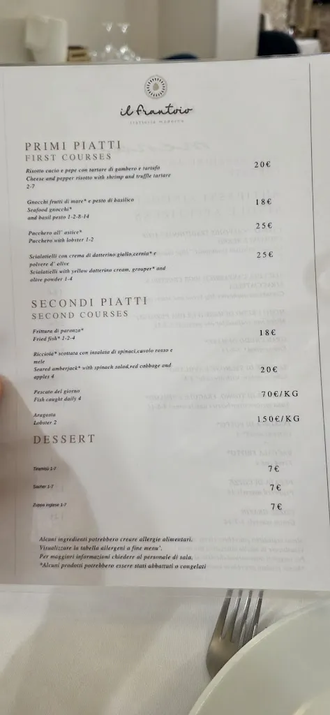 Menu_Il Frantoio trattoria moderna_Leporano Marina_image_4