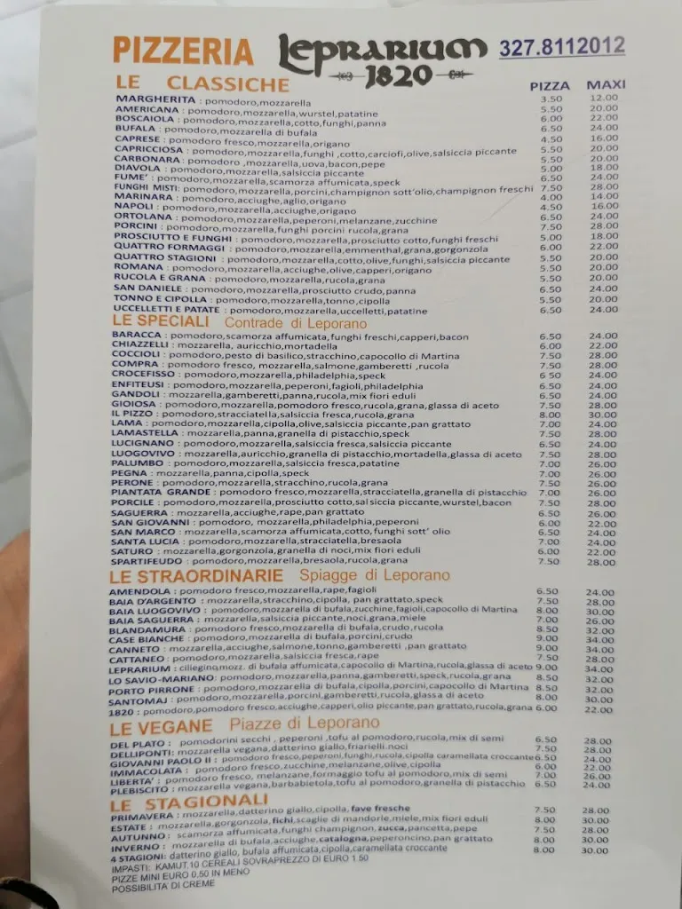 Menu_LEPRARIUM 1820_Leporano Marina_image_1