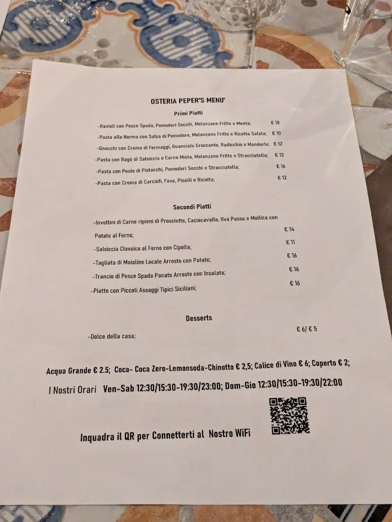Menu_Osteria Peper's_Monreale_image_2