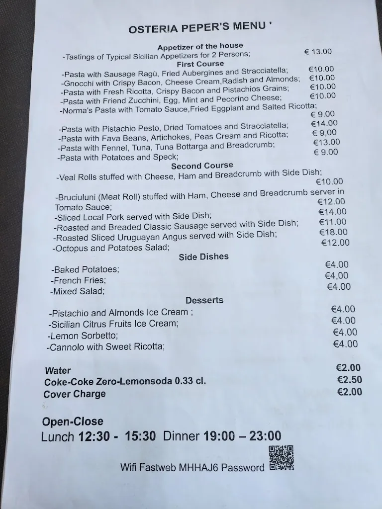 Menu_Osteria Peper's_Monreale_image_3