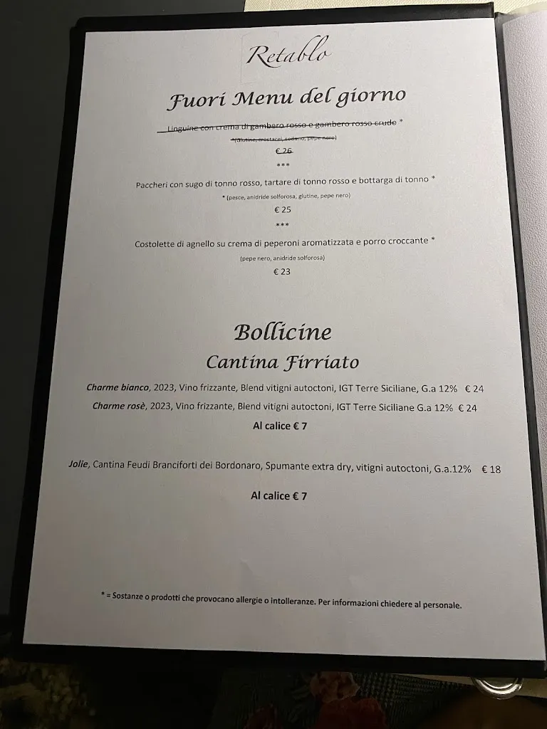 Menu_Retablo - Ristorante tipico Siciliano a Noto_Noto_image_1